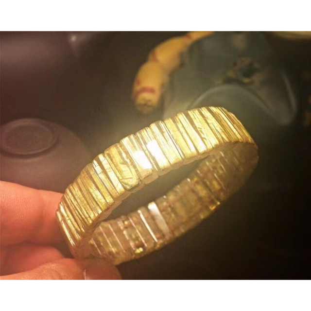 ⭐︎【天然】ゴールドタイチンルチル クォーツ ブレスレット バングル