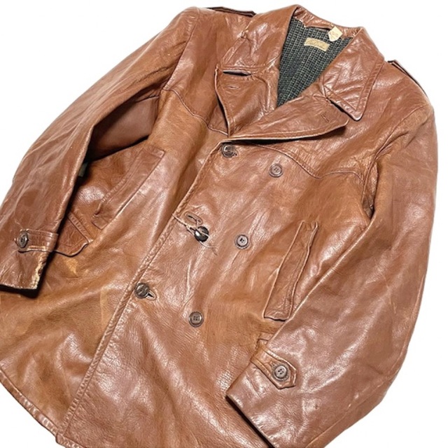 おすすめ】 40s Akta Getskinn VINTAGE レザーコート ブラウン 古着