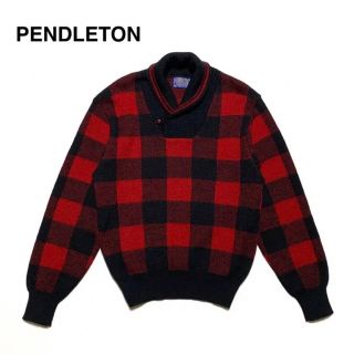 ペンドルトン(PENDLETON)の☆良品 ペンドルトン バッファローチェック ショールカラー ニット アメリカ製(ニット/セーター)