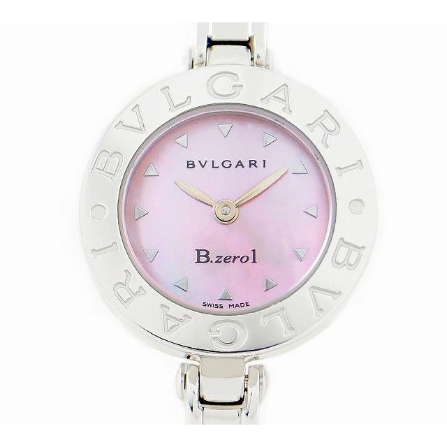 電池交換済 BVLGARI ブルガリ B-zero1 ビーゼロワン BZ22S ピンクシェル SS ステンレス レディース クォーツ バングル ウォッチ【6ヶ月保証】【腕時計】