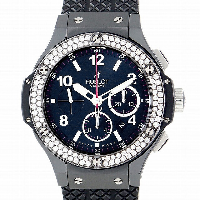 非常に綺麗な状態HUBLOT ウブロ ビックバン ブラックマジック 301.CV.130.RX.114 オールブラック ダイヤベゼル 純正ダイヤ 44mm クロノグラフ デイト ブラック 黒 セラミック チタン メンズ 自動巻き ビッグバン 311.CI.1170.GR【6ヶ月保証】【腕時計】