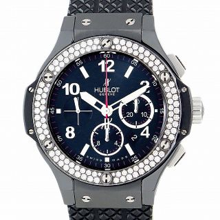 ウブロ(HUBLOT)のHUBLOT ウブロ ビックバン ブラックマジック 301.CV.130.RX.114 オールブラック ダイヤベゼル 純正ダイヤ 44mm クロノグラフ デイト ブラック 黒 セラミック チタン メンズ 自動巻き ビッグバン 311.CI.1170.GR【6ヶ月保証】【腕時計】【中古】(腕時計(アナログ))