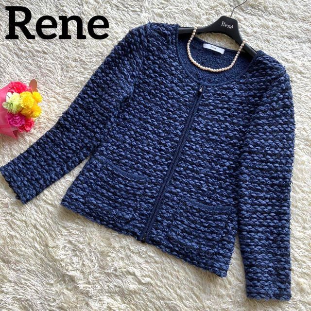 通販 人気】 René - ブルー 36 羽織 前開き ウール ダブルジップ ...