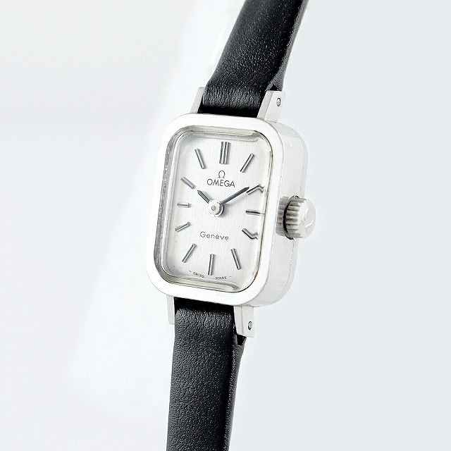 貴重】オメガ/手巻/ジュネーブ/スクエア/50's/シルバー 貴重】オメガ/手巻/ジュネーブ/スクエア/50's/シルバー
