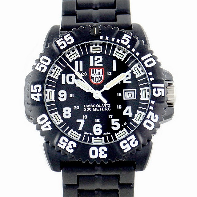 電池交換済 LUMINOX ルミノックス ネイビーシールズ 3050 デイト カーボン 黒 ブラック メンズ クォーツ【6ヶ月保証】【腕時計】【中古】  | フリマアプリ ラクマ