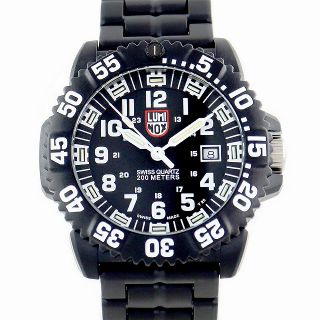 ルミノックス(Luminox)の電池交換済 LUMINOX ルミノックス ネイビーシールズ 3050 デイト カーボン 黒 ブラック メンズ クォーツ【6ヶ月保証】【腕時計】【中古】(腕時計(アナログ))