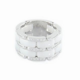 シャネル(CHANEL)のCHANEL シャネル ULTRA RING ウルトラリング 純正ダイヤモンド K18WG セラミック 16号 #56 指輪 リング 【ジュエリー】【中古】(リング(指輪))