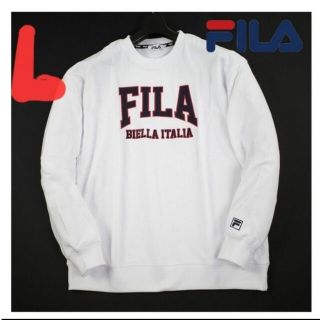 フィラ(FILA)のFILA ビッグシルエットロゴ刺繍カレッジ スウェット/白/L 新品(スウェット)