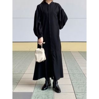 ユナイテッドアローズ(UNITED ARROWS)のユナイテッドアローズ☆バンドカラーワンピース☆黒(ロングワンピース/マキシワンピース)