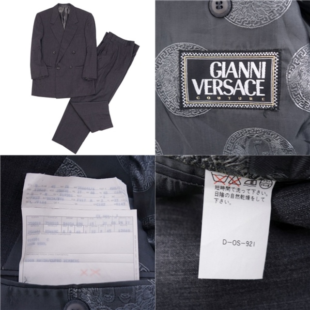 Vintage ジャンニヴェルサーチ GIANNI VERSACE スーツ セットアップ テーラード ジャケット パンツ メンズ 48(M) グレー 9