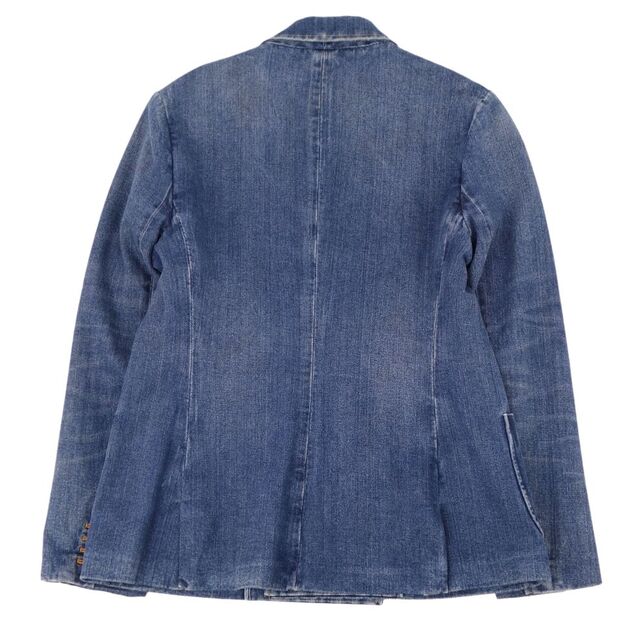美品 ラルフローレン RALPH LAUREN ジャケット ブレザー デニム ダブルブレスト 金ボタン コットン アウター レディース 14/180/108A(L相当) インディゴブルー
