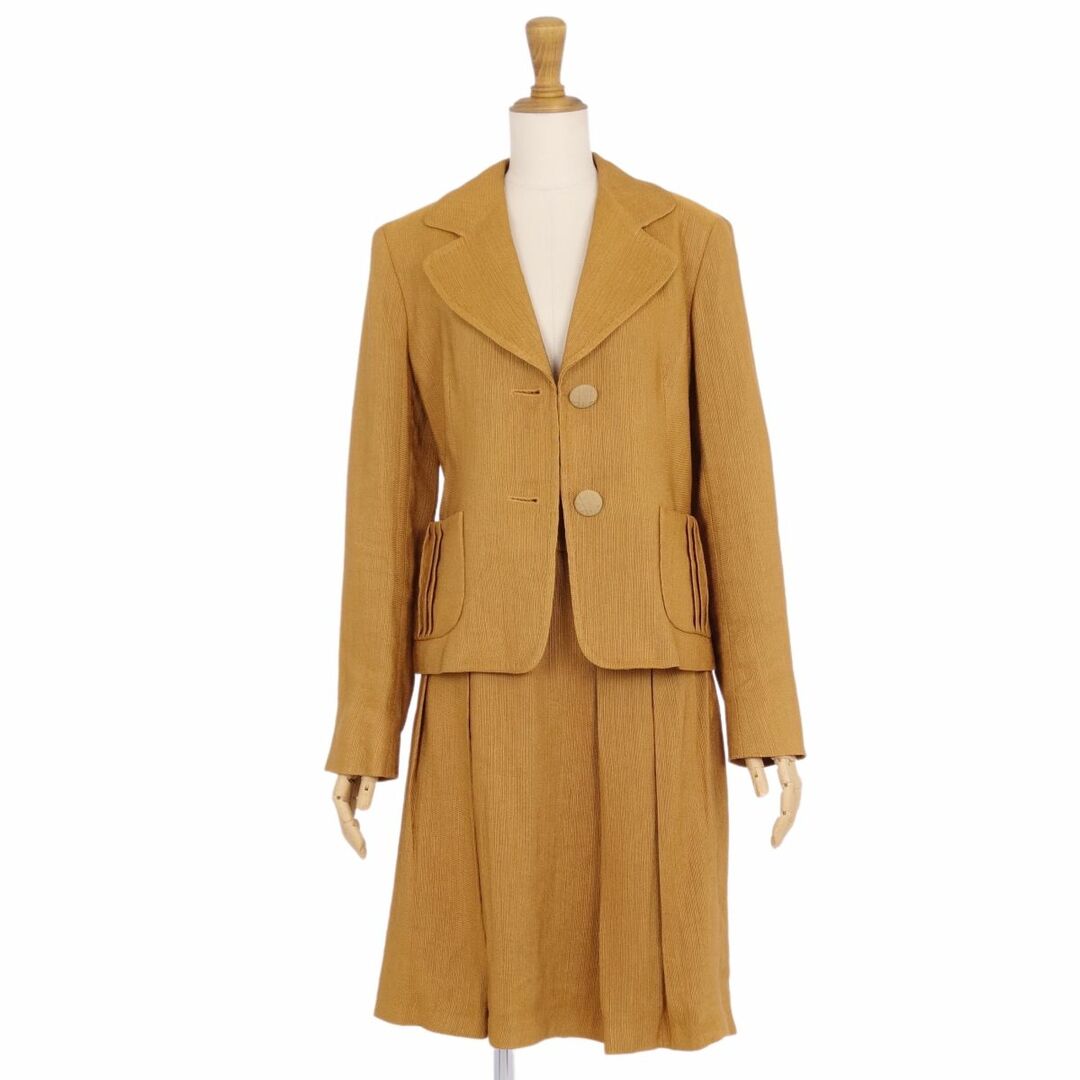 Max Mara(マックスマーラ)の美品 マックスマーラ Max Mara セットアップ スカートスーツ ジャケット スカート テーラードジャケット プリーツスカート アウター ボトムス レディース JI36 USA2 FB34(S相当) ライトブラウン レディースのフォーマル/ドレス(スーツ)の商品写真