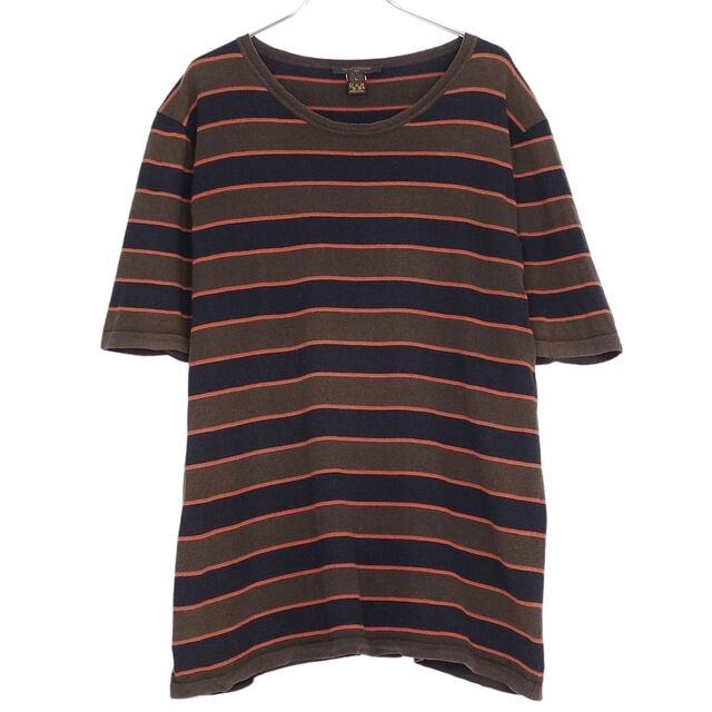 ルイヴィトン LOUIS VUITTON Tシャツ カットソー 半袖 ボーダー柄 トップス メンズ L ブラウン/ネイビー