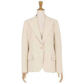 マックスマーラ(Max Mara)の美品 マックスマーラ Max Mara pura seta ジャケット テーラードジャケット 無地 シルク アウター レディース JI42 USA8 FB40(L相当) ベージュ(テーラードジャケット)