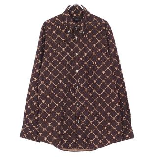 バーバリーブラックレーベル(BURBERRY BLACK LABEL)の極美品 バーバリー ブラックレーベル BURBERRY BLACK LABEL シャツ ボタンダウンシャツ ロングスリーブ ロゴ柄 コットン トップス メンズ 3(L相当) ブラウン(シャツ)