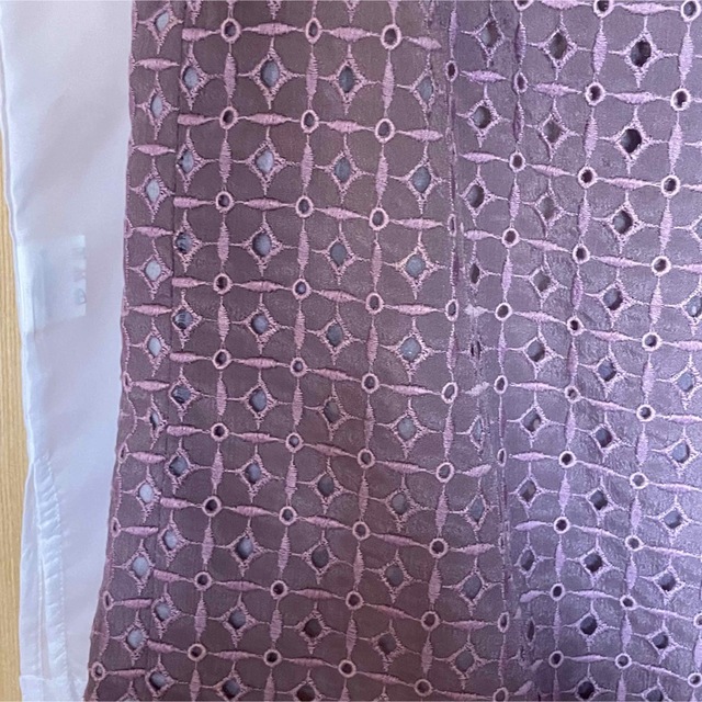 ハンドメイド　タイトスカート　パープル レディースのスカート(ひざ丈スカート)の商品写真