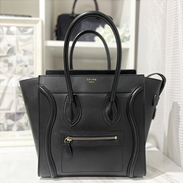 最高の celine 美品☆ セリーヌ ラゲージ マイクロ 黒 レザー
