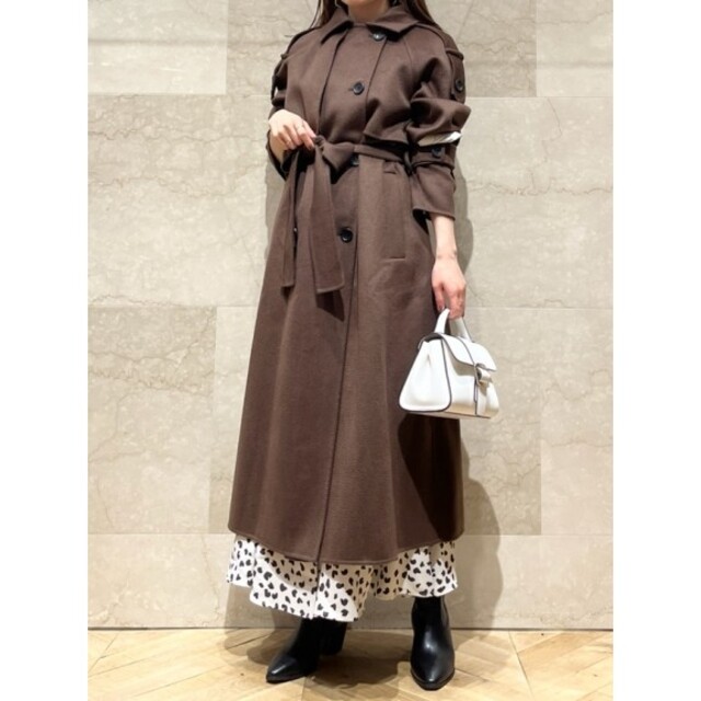 新品 SNIDEL ウロコカシミアスタンドカラーコート ブラウン 0 (S