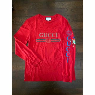 グッチ(Gucci)の18AW GUCCI ロゴ ロンＴ ドラゴン刺繍 ダメージ加工(Tシャツ/カットソー(七分/長袖))