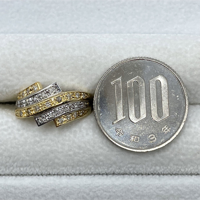 k18 pt900 ダイヤ0.35ct リング