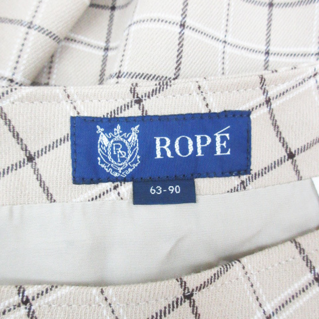 ROPE’(ロペ)のロペ 台形スカート ひざ丈 チェック柄 63-90 ベージュ 白 /FF44 レディースのスカート(ひざ丈スカート)の商品写真
