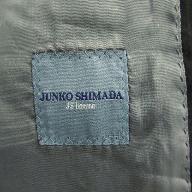 JUNKO SHIMADA(ジュンコシマダ)のジュンコシマダ テーラードジャケット ミドル丈 ストライプ柄 ウール A4 黒 メンズのジャケット/アウター(テーラードジャケット)の商品写真