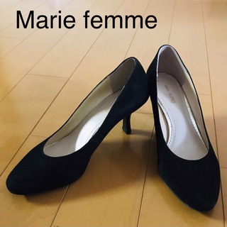 マリーファム(Marie femme)のMarie femme 黒 パンプス スエード 天然皮革 24EE(ハイヒール/パンプス)