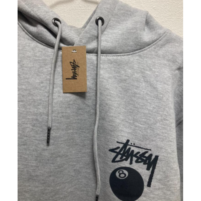 【新品】stussy スウェットパーカー　サイズL グレー　8ボール