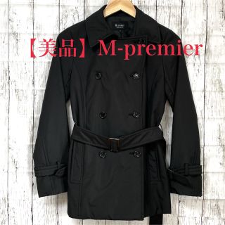 エムプルミエ(M-premier)の【美品】M-premier ハーフコート　ブラック　ベルト付き(ダウンコート)