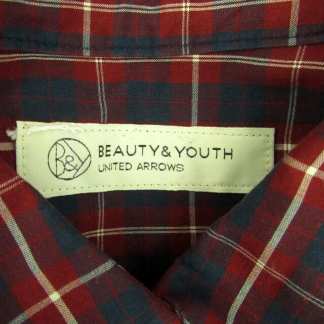 BEAUTY&YOUTH UNITED ARROWS(ビューティアンドユースユナイテッドアローズ)のB&Y ユナイテッドアローズ ビューティー&ユース シャツワンピース 赤 紺 レディースのワンピース(ひざ丈ワンピース)の商品写真