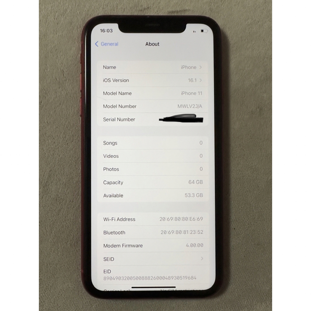 iPhone 11 (PRODUCT)RED 64 GB SIMフリー82％付属品なし