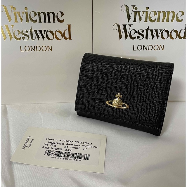 【新品・未使用】Vivienne Westwood 折り財布　ブラック　箱あり