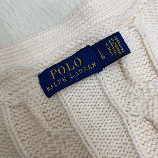 POLO RALPH LAUREN(ポロラルフローレン)のPOLO RALPH LAUREN ケーブルニット カーディガン ポニー刺繍 レディースのトップス(カーディガン)の商品写真