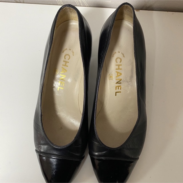 CHANEL シャネル パンプス 361/2 23.5cm 黒 靴-