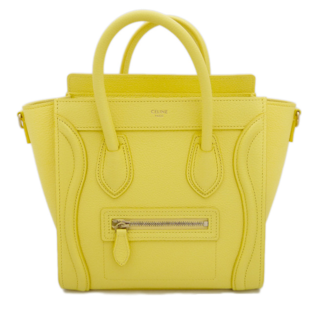 celine(セリーヌ)の新品CELINEセリーヌ ラゲージナノドラムドカーフスキン 黄色Citron レディースのバッグ(ハンドバッグ)の商品写真