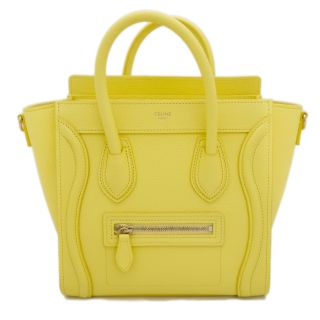 セリーヌ(celine)の新品CELINEセリーヌ ラゲージナノドラムドカーフスキン 黄色Citron(ハンドバッグ)