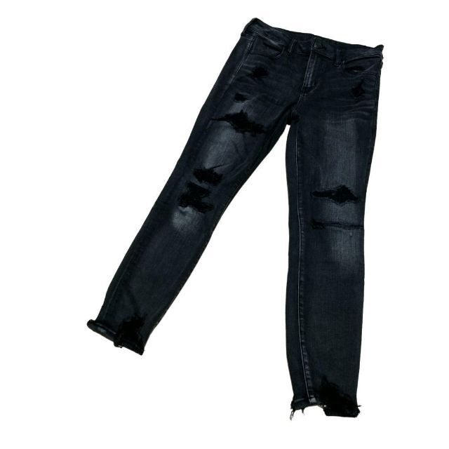 American Eagle(アメリカンイーグル)のアメリカンイーグル JEGGING ダメージ加工 リペア加工 US10 Lサイズ レディースのパンツ(デニム/ジーンズ)の商品写真