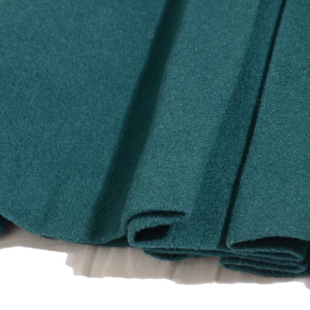 緑素材ジョンローレンスサリバン　ウールフェルト素材プリーツフレアスカート