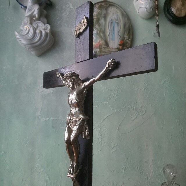 フランス、十字架、キリスト、マリア、アンティーク エンタメ/ホビーの美術品/アンティーク(彫刻/オブジェ)の商品写真