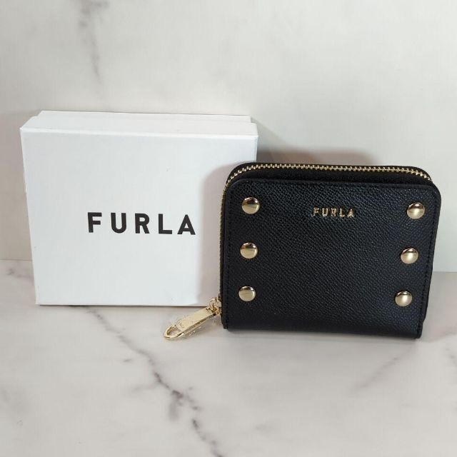 FURLA BABYLON 二つ折り財布　ラウンドジップ ファスナー ブラック