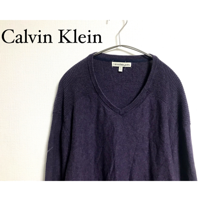 Calvin Klein(カルバンクライン)の古着　Calvin Klein カルバンクライン vネック　ニット　セーター　 メンズのトップス(ニット/セーター)の商品写真