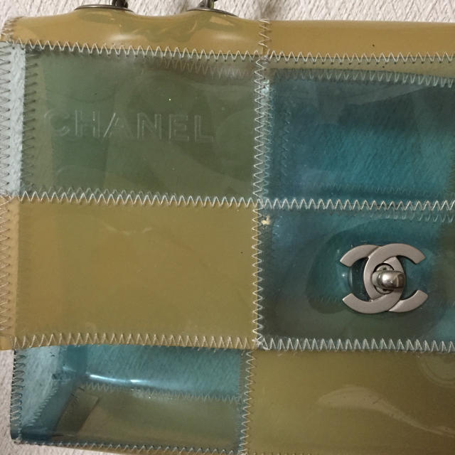 CHANELビニールチェーンショルダー☆ブルー&ベージュ 1