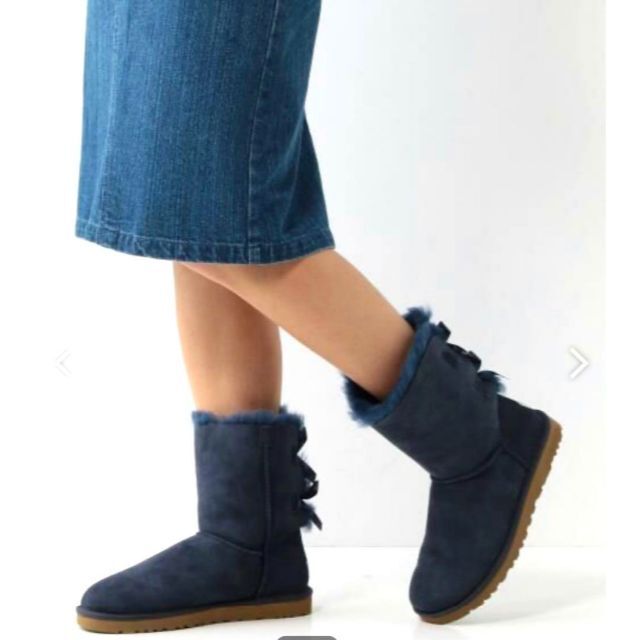 t0442【UGG アグ】ベイリーボウ リボン ムートンブーツ レザー 本革22