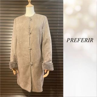 プレフェリール(PREFERIR)の【PREFERIRプリフェール】フェイクムートンノーカラーコート(ロングコート)