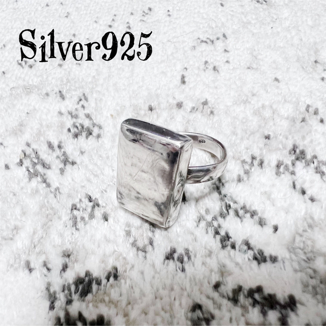 希少☆vintage Silver925刻印有 スクエアリング シグネットリング