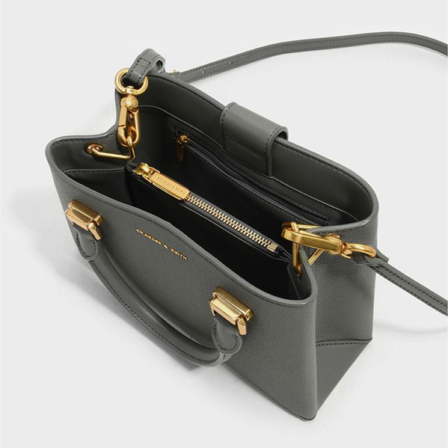 Charles and Keith(チャールズアンドキース)のチャールズアンドキース トップハンドルストラクチャーバッグ グレー レディースのバッグ(ハンドバッグ)の商品写真