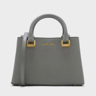 チャールズアンドキース(Charles and Keith)のチャールズアンドキース トップハンドルストラクチャーバッグ グレー(ハンドバッグ)