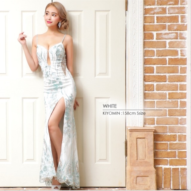 AngelR(エンジェルアール)の♡AngelR♡美品フラワーデザインバックビジュータイトロングドレス レディースのフォーマル/ドレス(ナイトドレス)の商品写真