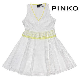 ピンコ(PINKO)の新品ピンコPINKOコットンレースノースリワンピース　白　#38#40(ミニワンピース)