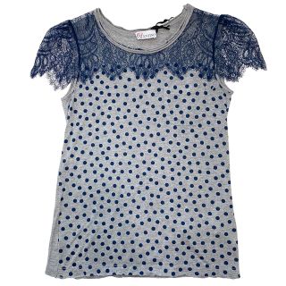 レッドヴァレンティノ(RED VALENTINO)のレッドヴァレンティノRED VALENTINOドット柄レースTシャツXSグレー(Tシャツ(半袖/袖なし))